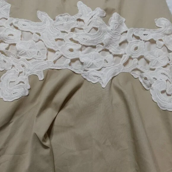 Derek Lam Rent the Runway 10 Crosby V-neck Khaki Lace Dress Women's size 6 - Picture 9 of 11